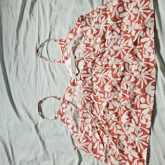 Marine Layer Coral and White Floral Tank Top, Size L - Picture 7 of 10